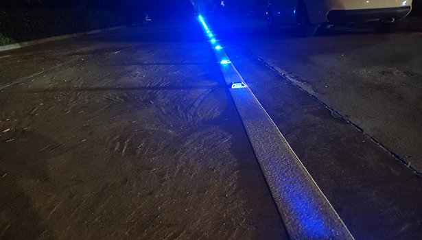 Solar road studs with LED lights for enhanced night visibility