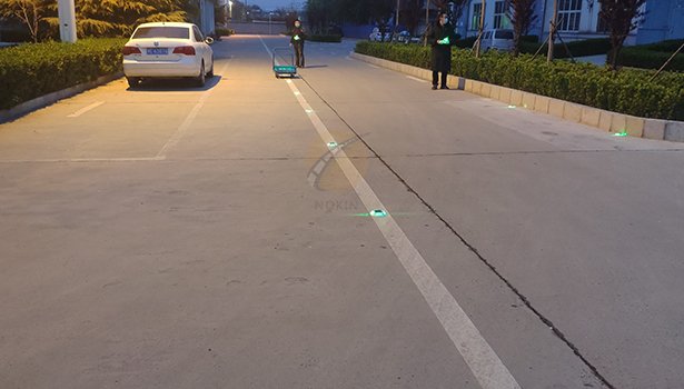 Solar Road Studs Automatically Lighting Up at Dusk