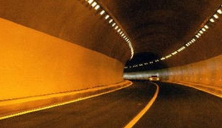 solar road stud markers in tunnel